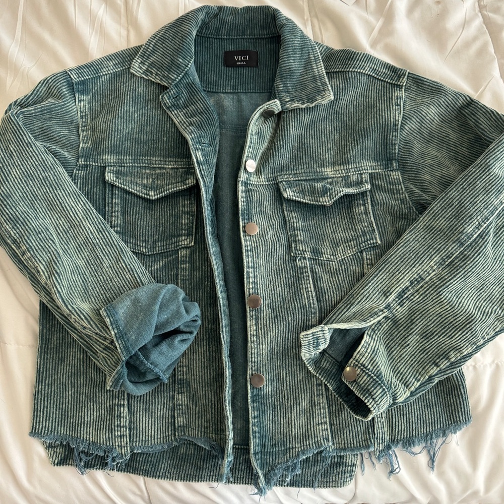 Vici Paddington Distressed Cotton Corduroy Jacket - Hunter Green